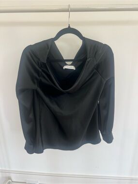 Milly Black Cowl Neck Satin Blouse